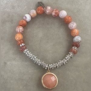 Women’s Sunstone, Agate Handcrafted, Adjustable Swarovski Crystal Bracelet
